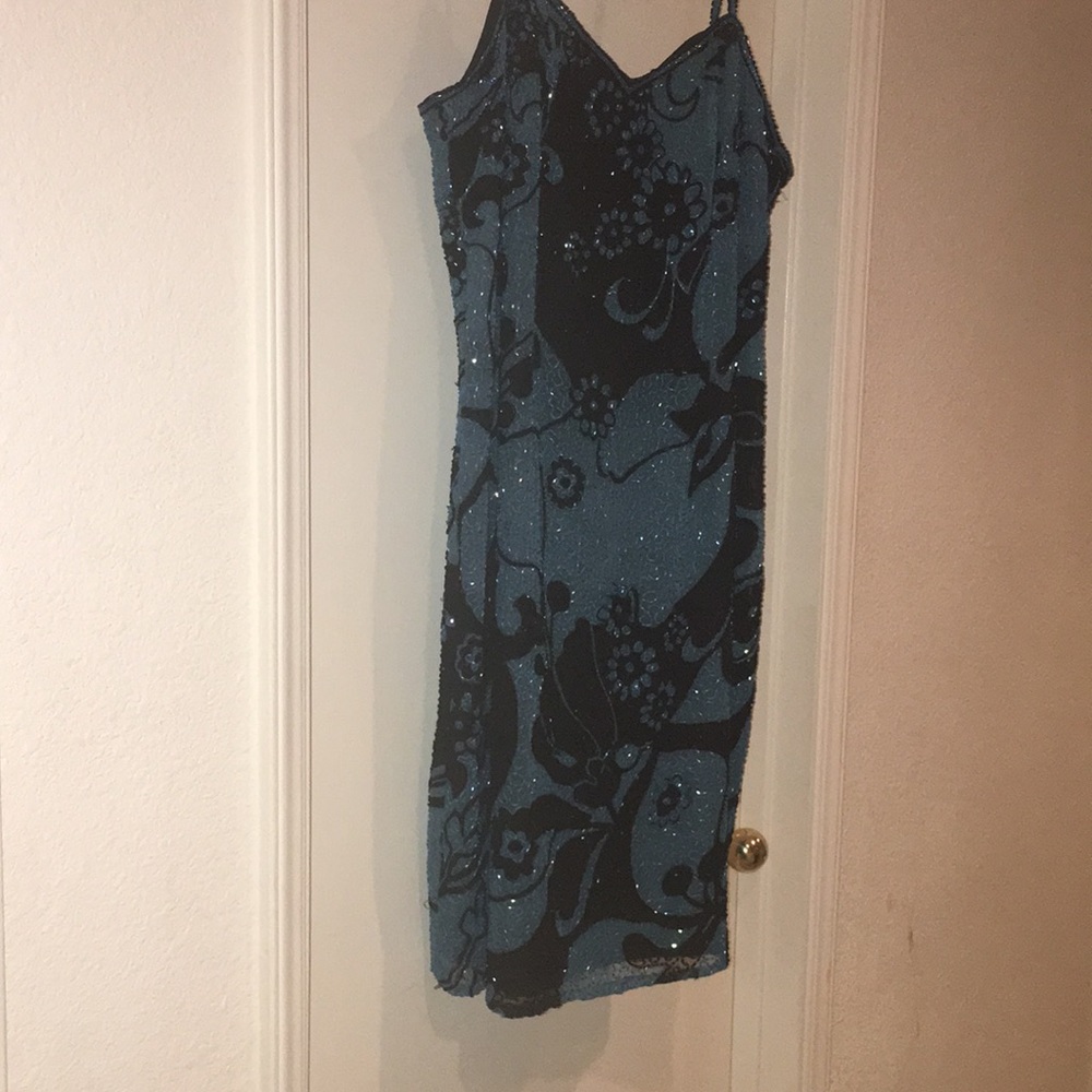 Vintage Sequins Cocktail Dress. 100% Silk.